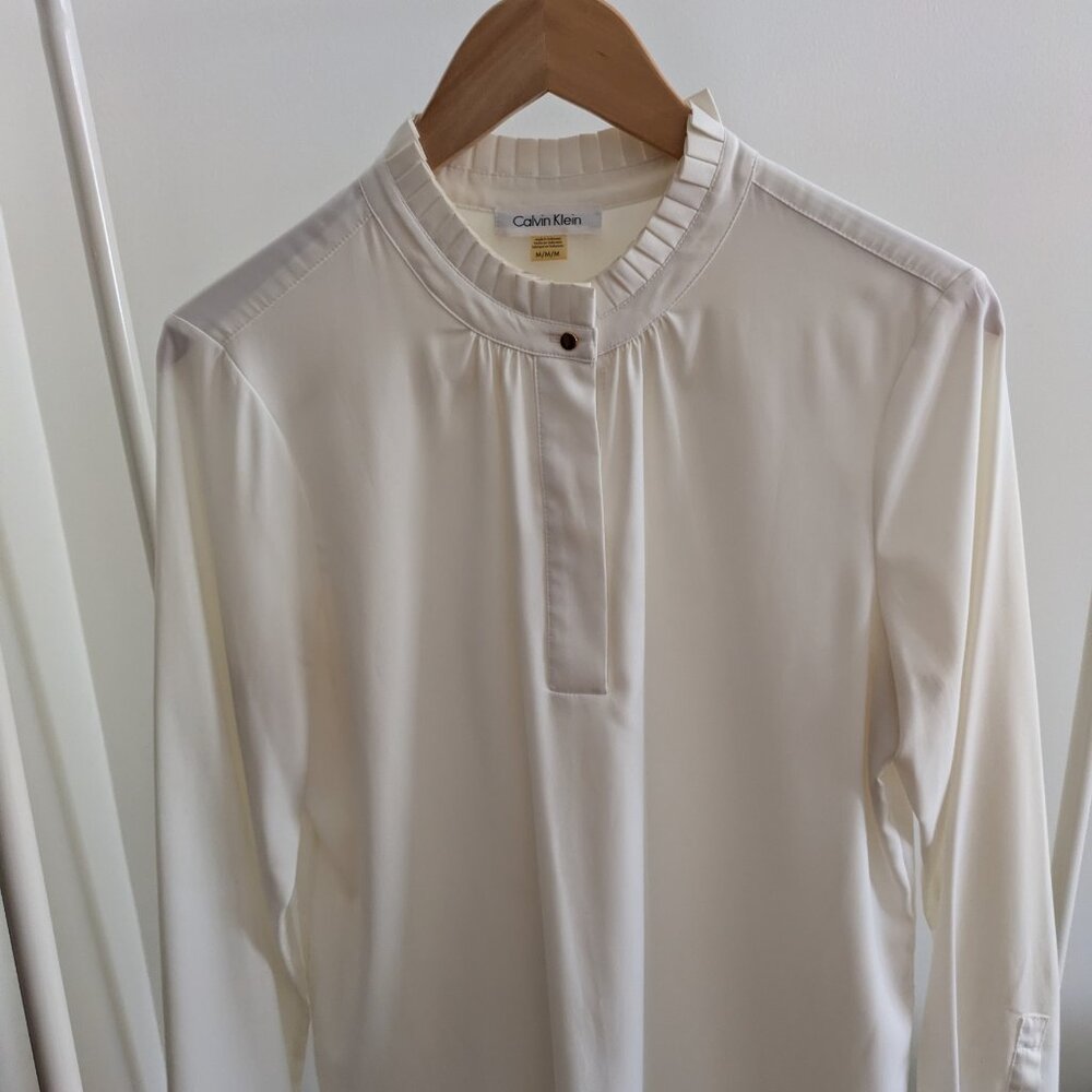 Light Academia! Calvin Klein Ruffle Blouse